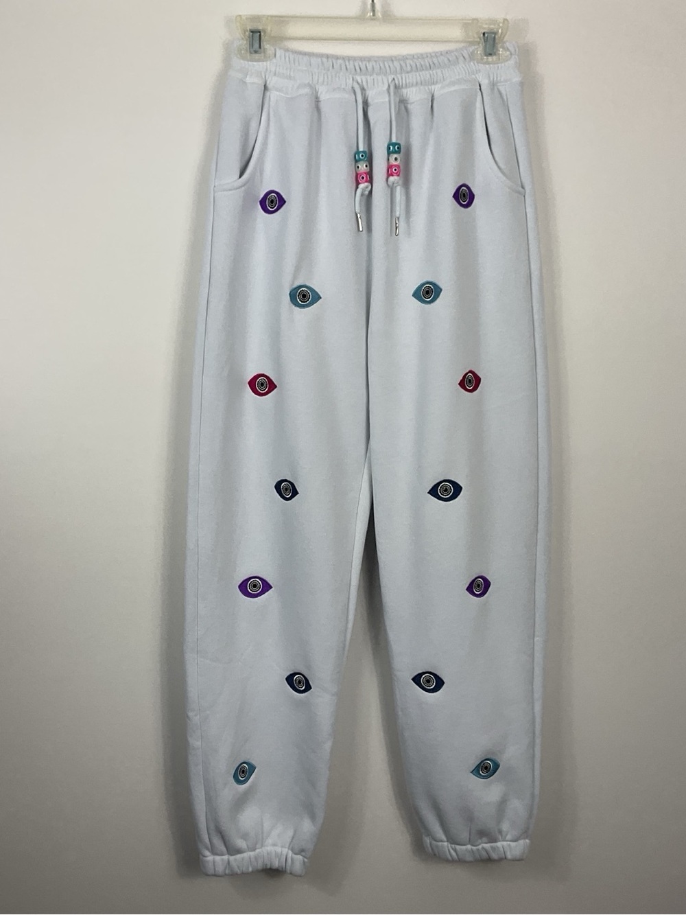 Lola + The Boys Rainbow Evil Eye Jogger Pants Womens Size Small